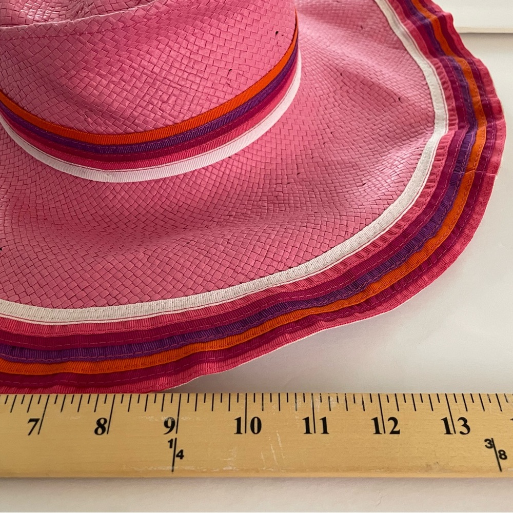 Nordstrom Fine Italian Floppy  Pink Straw/Paper Wide Brim Hat NWOT New! - Picture 2 of 5